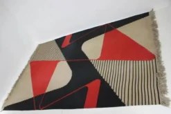 Grand tapis / moquette en laine kilim abstrait géométrique des années 1960.