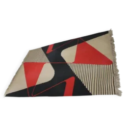 Grand tapis / moquette en laine kilim abstrait géométrique des années 1960.