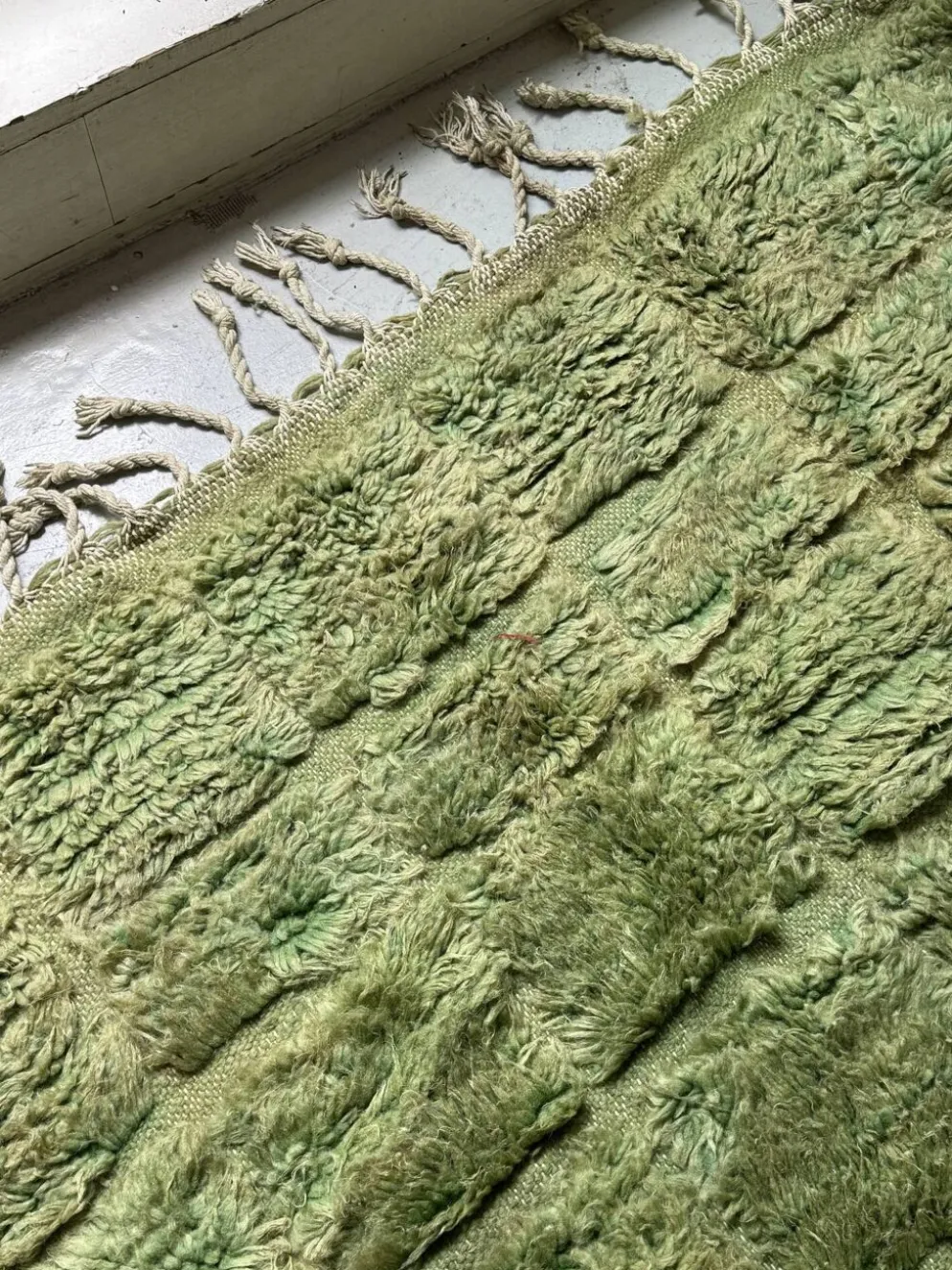 grand tapis mrirt berbere ancien vert / beige, 2m90 x 1m95
