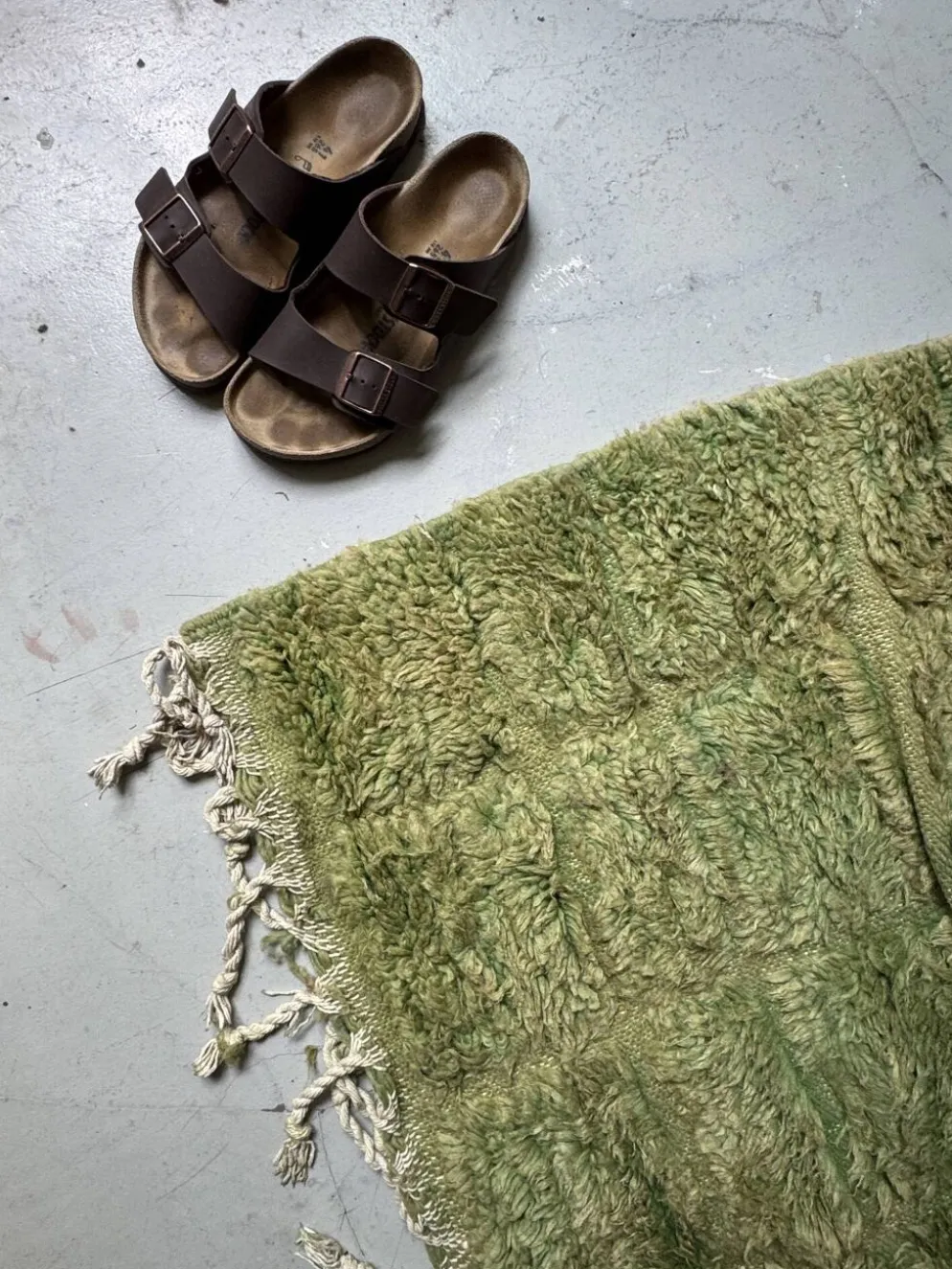 grand tapis mrirt berbere ancien vert / beige, 2m90 x 1m95
