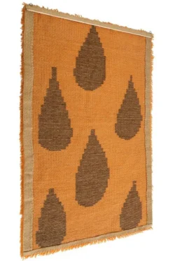 Grand tapis mural en laine danois des années 70 avec motif de goutte.