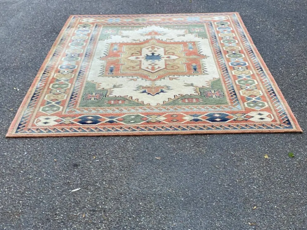 Grand tapis oriental en laine à motifs géométriques terracotta 200x300cm