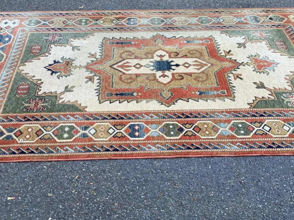 Grand tapis oriental en laine à motifs géométriques terracotta 200x300cm