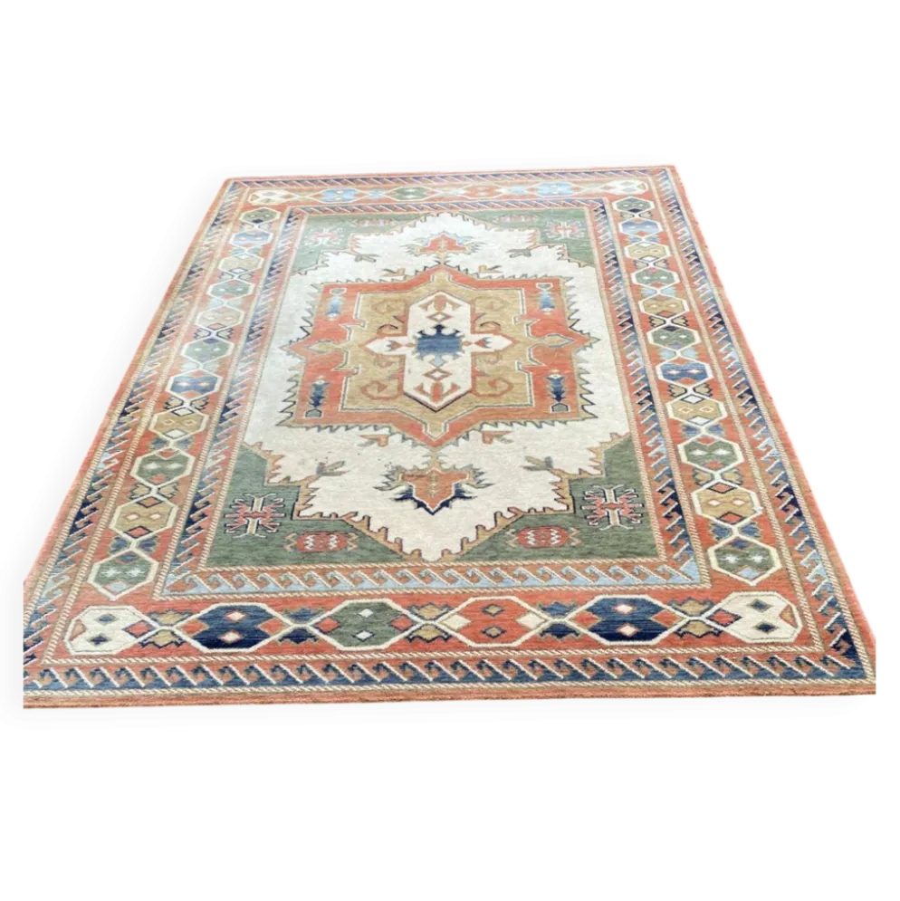 Grand tapis oriental en laine à motifs géométriques terracotta 200x300cm