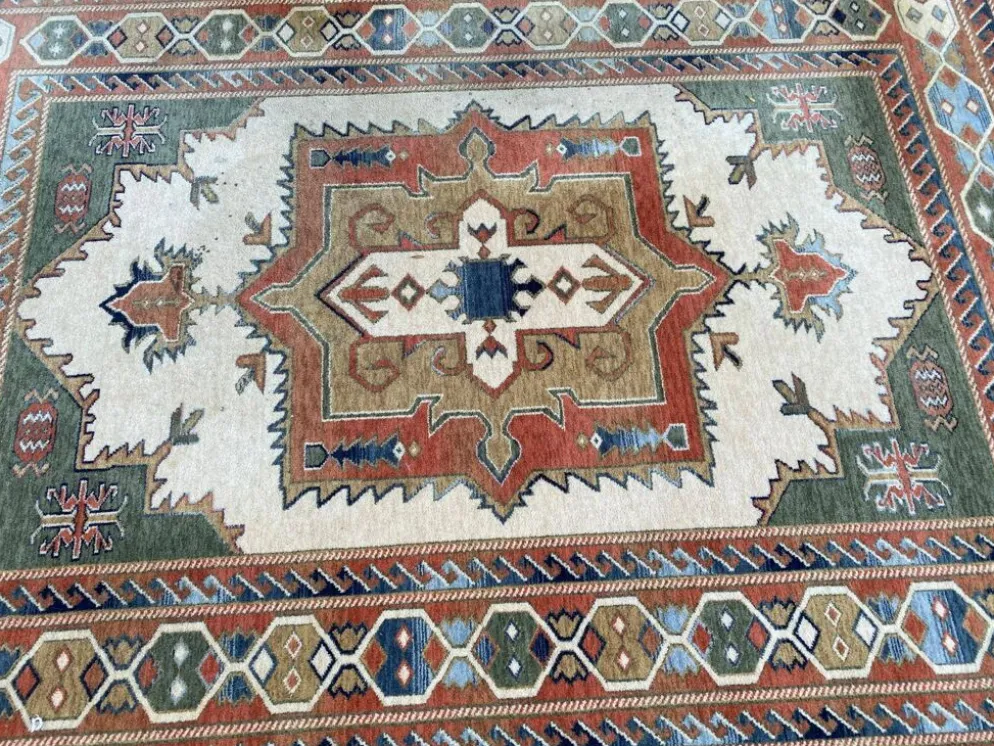 Grand tapis oriental en laine à motifs géométriques terracotta 200x300cm