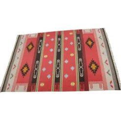 Grand tapis ou kilim indien, années 1970