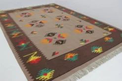 Grand tapis ou kilim indien de style, années 1960