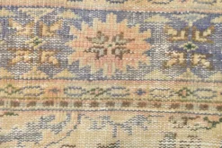 Grand Tapis Oushak Vintage, Laine Fait Main, Pêche et Bleu, 194x267 Cm
