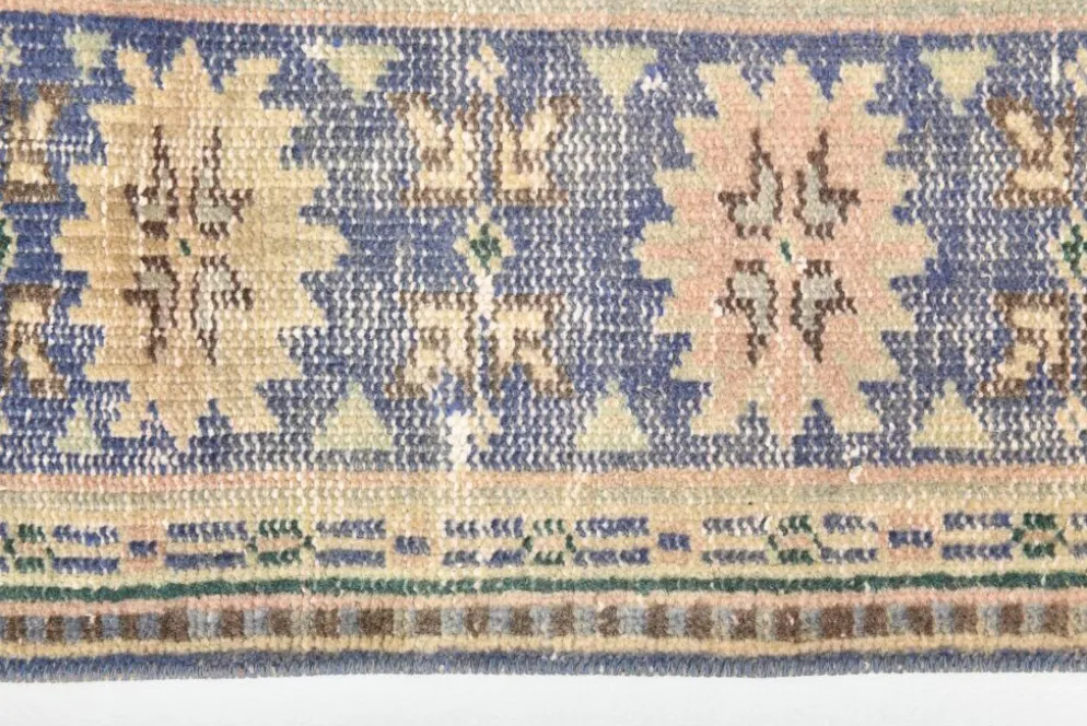 Grand Tapis Oushak Vintage, Laine Fait Main, Pêche et Bleu, 194x267 Cm