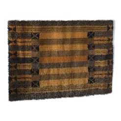 Grand tapis rya scandinave en laine brune | Suède | Années 1960