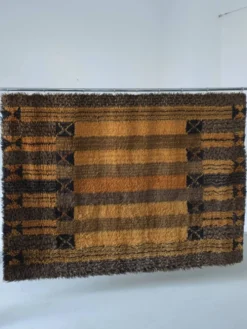 Grand tapis rya scandinave en laine brune | Suède | Années 1960