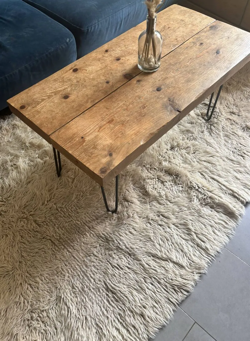 Grand tapis vintage 100 % pur laine Flokati à poil long des années 60-70