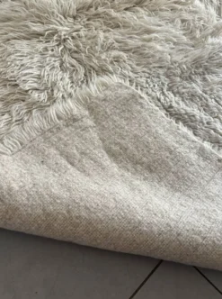 Grand tapis vintage 100 % pur laine Flokati à poil long des années 60-70