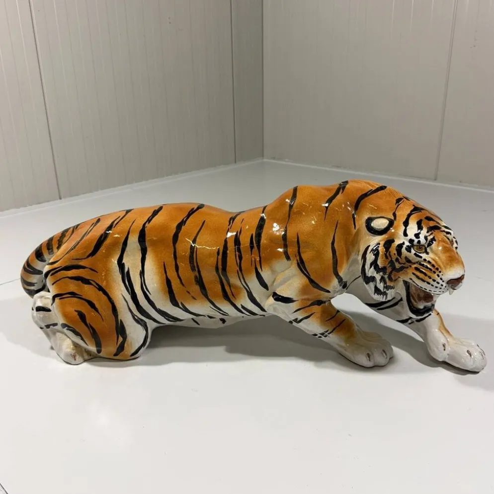 Grand tigre en céramique italienne des années 1970