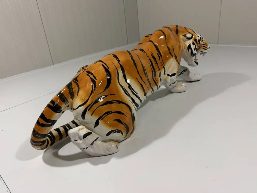 Grand tigre en céramique italienne des années 1970