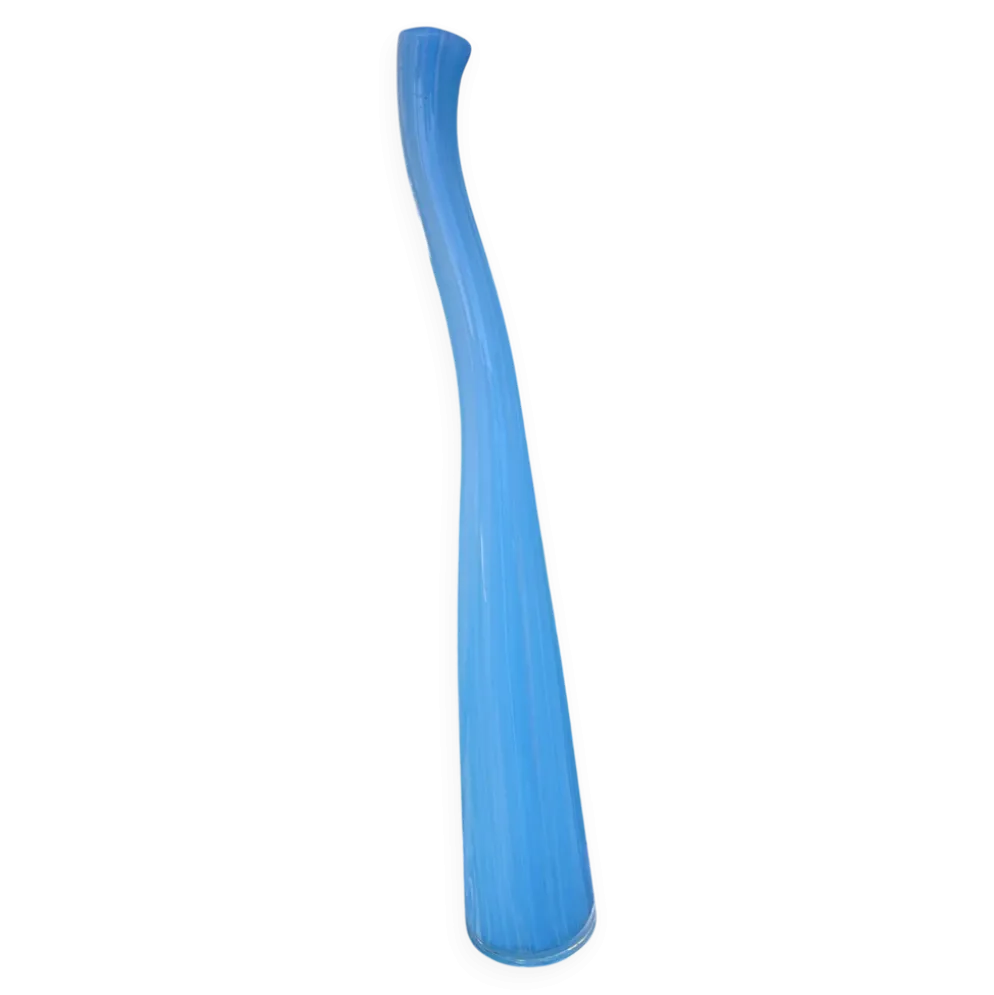 Grand vase Murano en verre bleu turquoise – 53 cm – Vintage