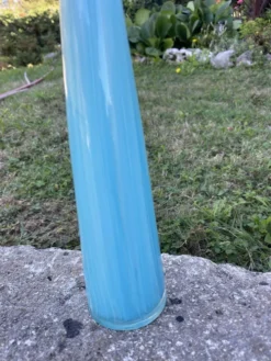 Grand vase Murano en verre bleu turquoise – 53 cm – Vintage
