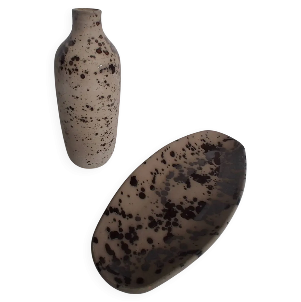 Grand vide-poche et vase en céramique Aztec-Chehoma.