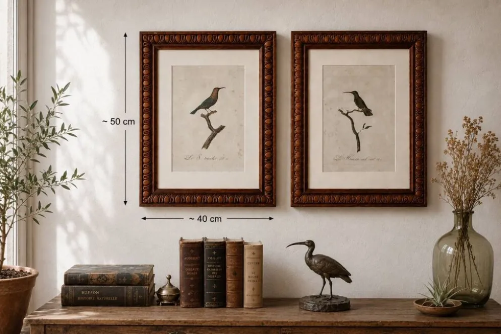 Gravures ornithologiques Audebert & Vieillot 1802 encadrées 50x40 cm