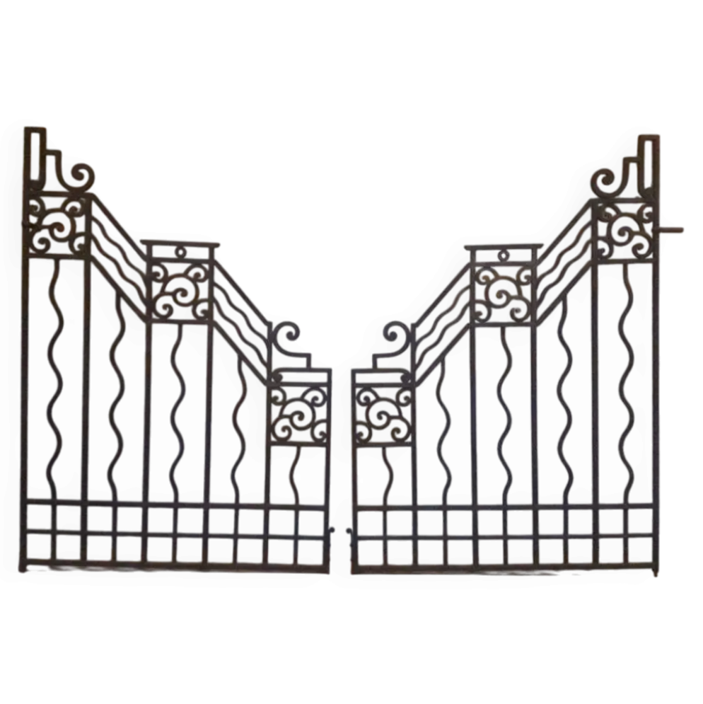 Grilles portail portes anciennes fer forgé XX° Art Déco