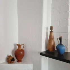 Gunnar Nylund, sculpture/vase/bol en céramique en forme de poisson, scandinave moderne