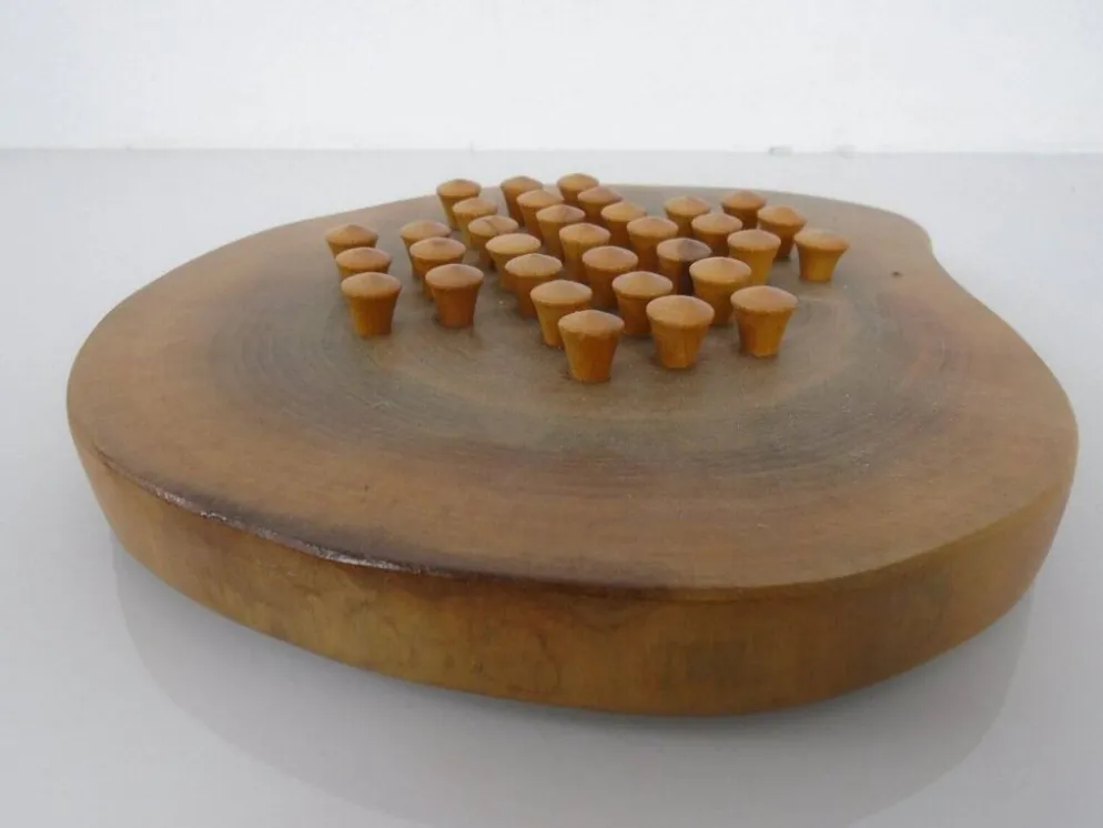 Handcrafted Wooden Solitaire Game, Germany, 1970s