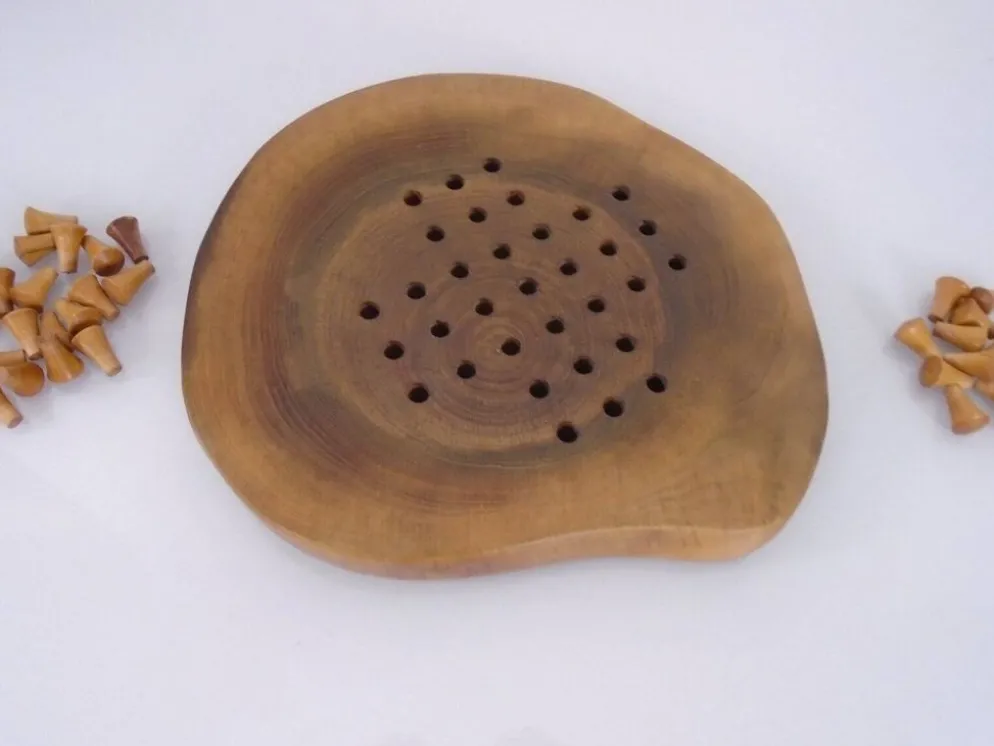Handcrafted Wooden Solitaire Game, Germany, 1970s