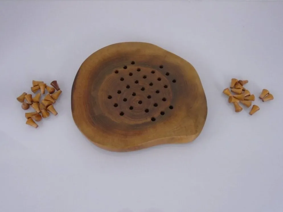 Handcrafted Wooden Solitaire Game, Germany, 1970s