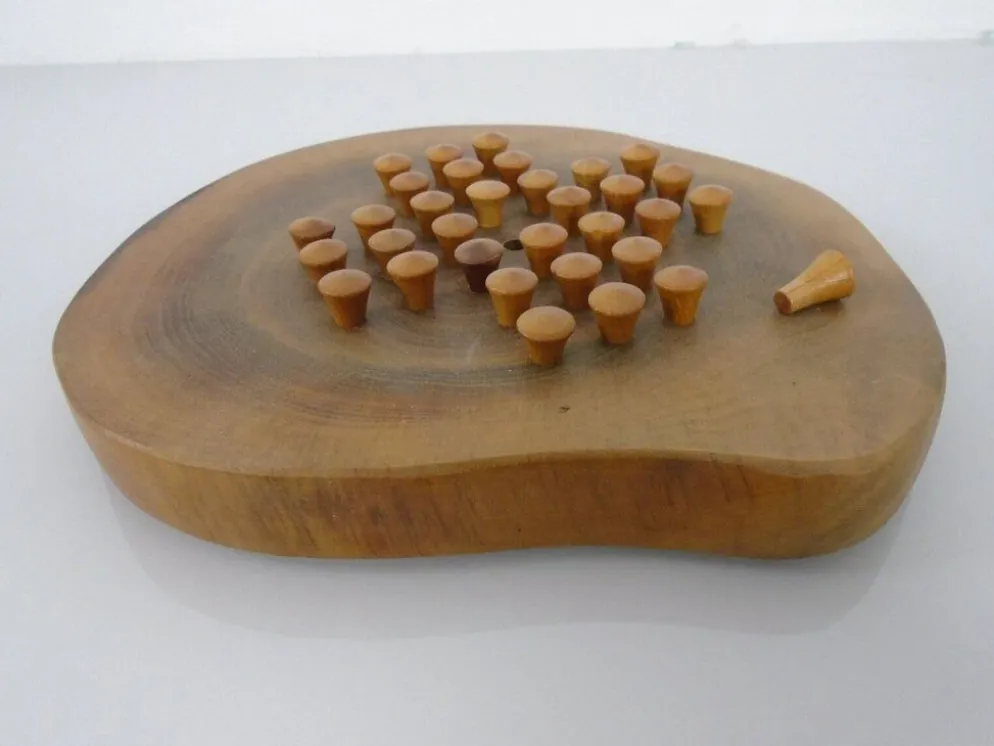 Handcrafted Wooden Solitaire Game, Germany, 1970s