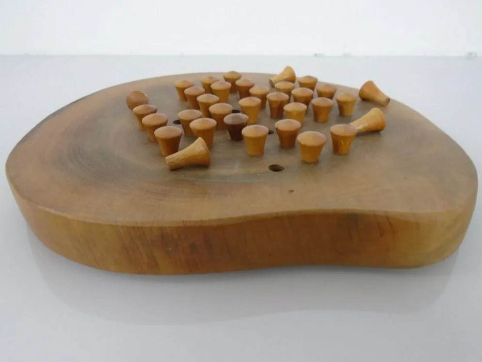 Handcrafted Wooden Solitaire Game, Germany, 1970s