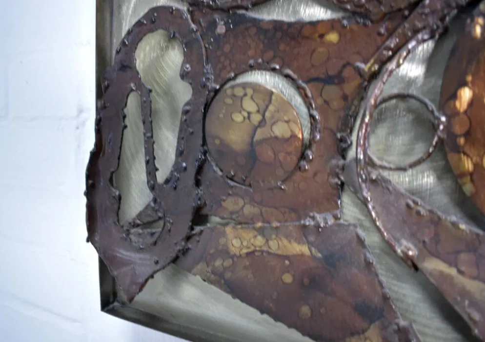 Henrik Horst Brutaliste sculpture murale en métal brutaliste des années 1970 danoise