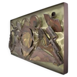Henrik Horst Brutaliste sculpture murale en métal brutaliste des années 1970 danoise