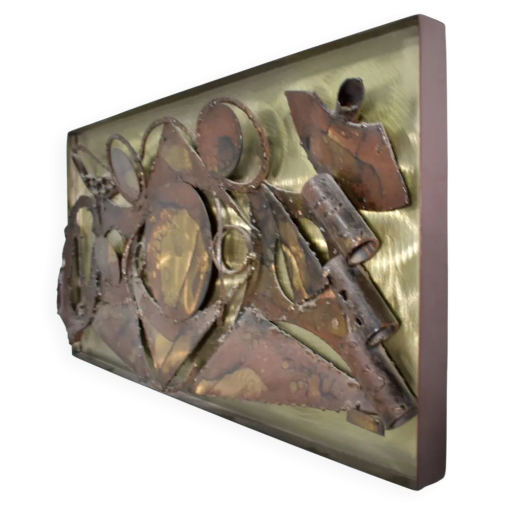 Henrik Horst Brutaliste sculpture murale en métal brutaliste des années 1970 danoise