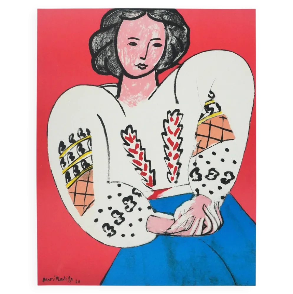 Henri matisse : la blouse roumaine, lithographie signée