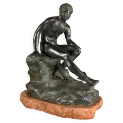 Hermès au repos, bronze Grand Tour, patine noir et verte, XIXème siècle