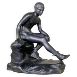 Hermès au repos, bronze patine noire d’après l’antique