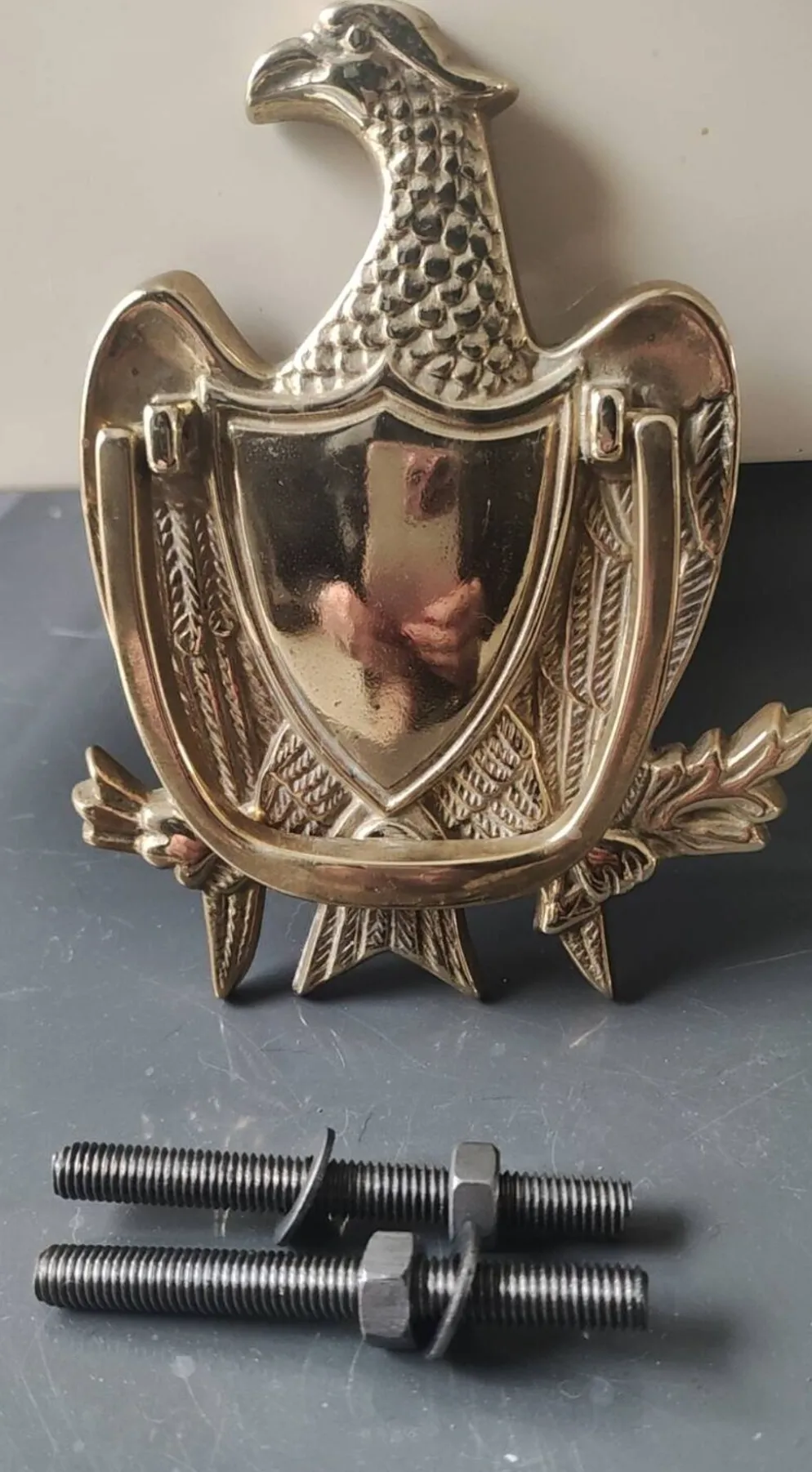 Heurtoir de Porte/Aigle royal Américain. En laiton massif. Dim 15 x 10
