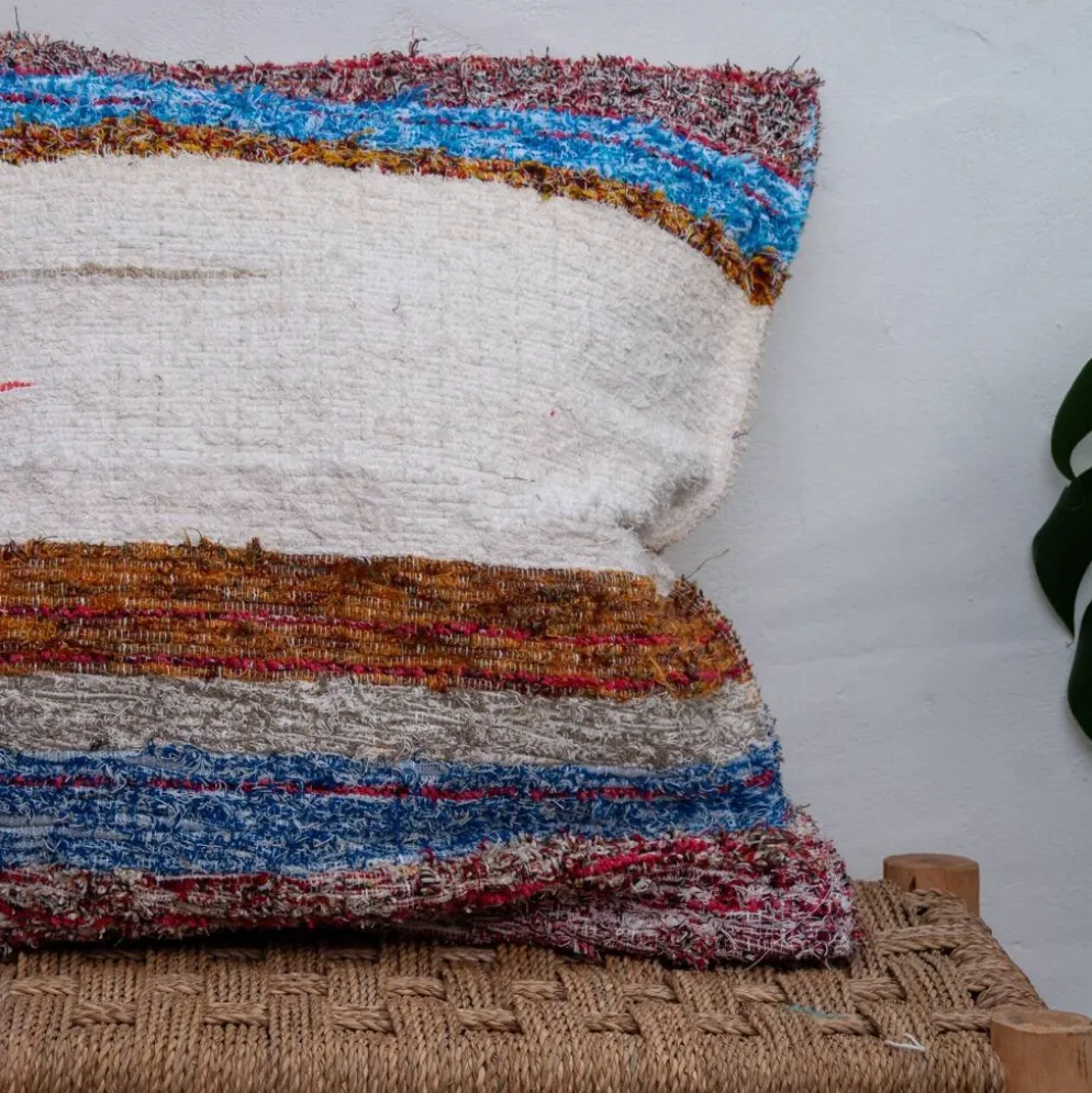 Housse de cousin artisanale tissé main en coton recyclé