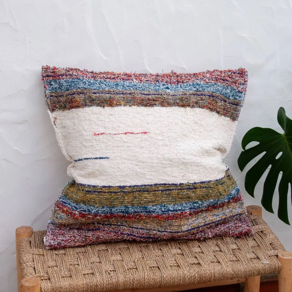 Housse de cousin artisanale tissé main en coton recyclé