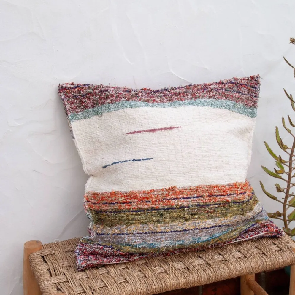 Housse de cousin artisanale tissé main en coton recyclé