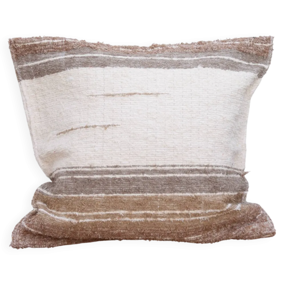 Housse de cousin beige - artisanale tissé main en coton recyclé