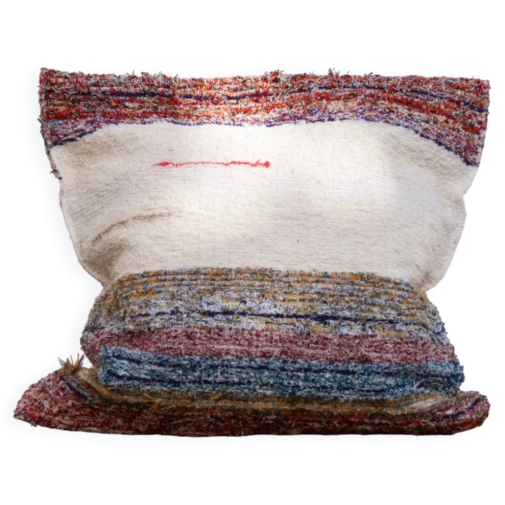 Housse de coussin artisanale en coton recyclé tissé main