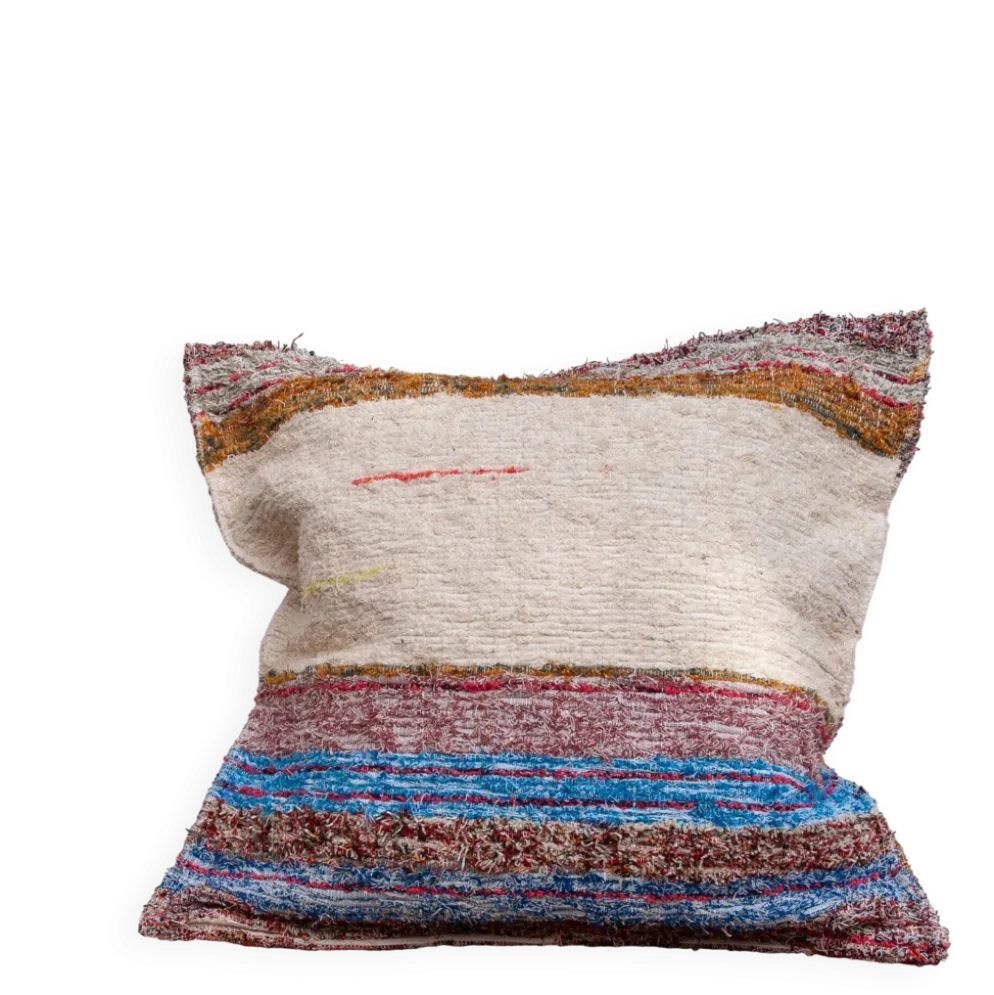 Housse de coussin artisanale en coton recyclé tissé main