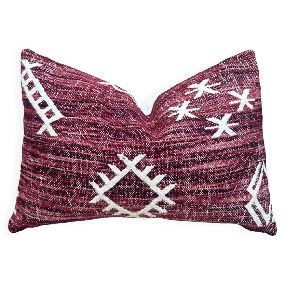 Housse de coussin artisanale en laine berbère : Coussin Kilim marocain