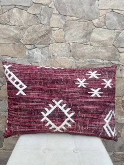 Housse de coussin artisanale en laine berbère : Coussin Kilim marocain