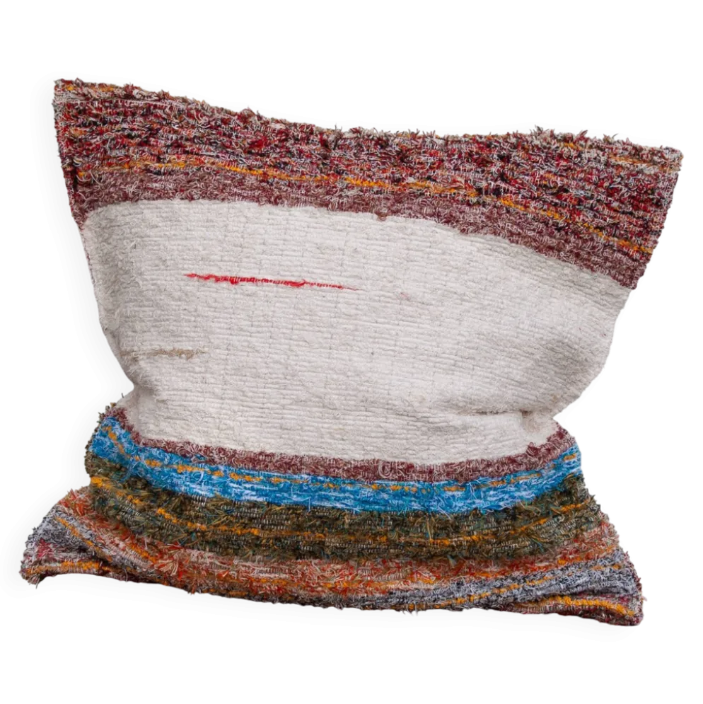 Housse de coussin artisanale en coton recyclé tissé main