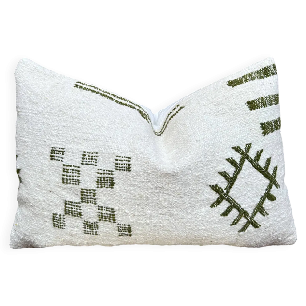 Housse de coussin artisanale en laine berbère : Coussin Kilim marocain