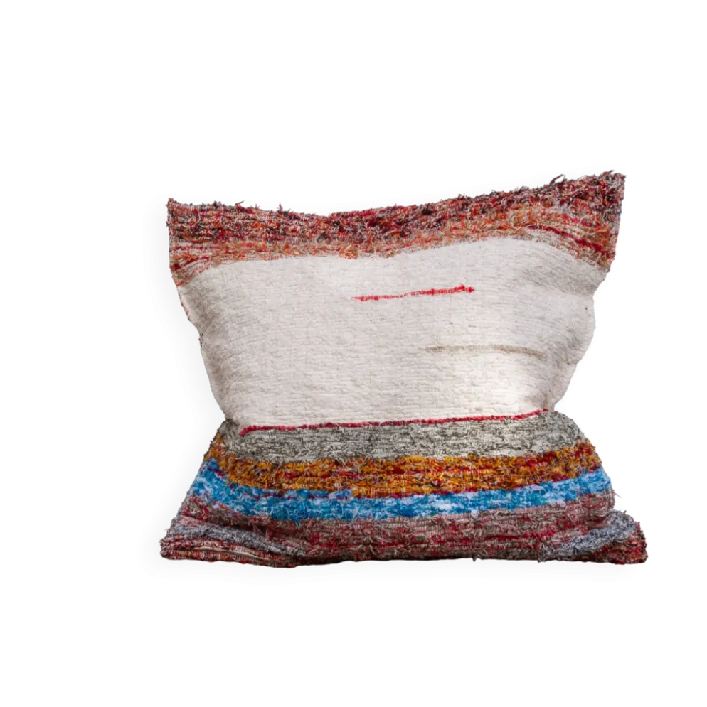 Housse de coussin artisanale en coton recyclé tissé main