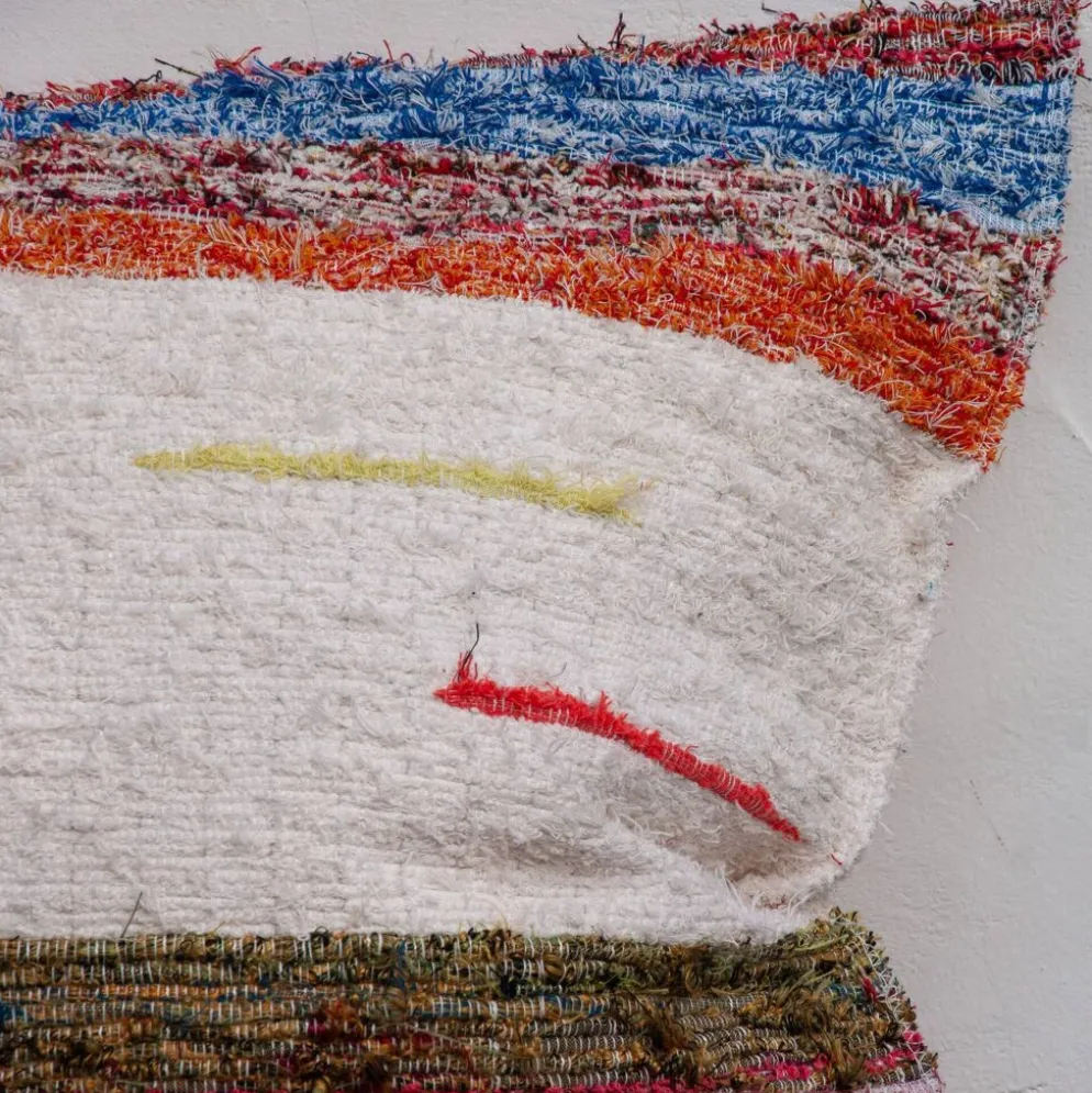 Housse de coussin artisanale en coton recyclé tissé main