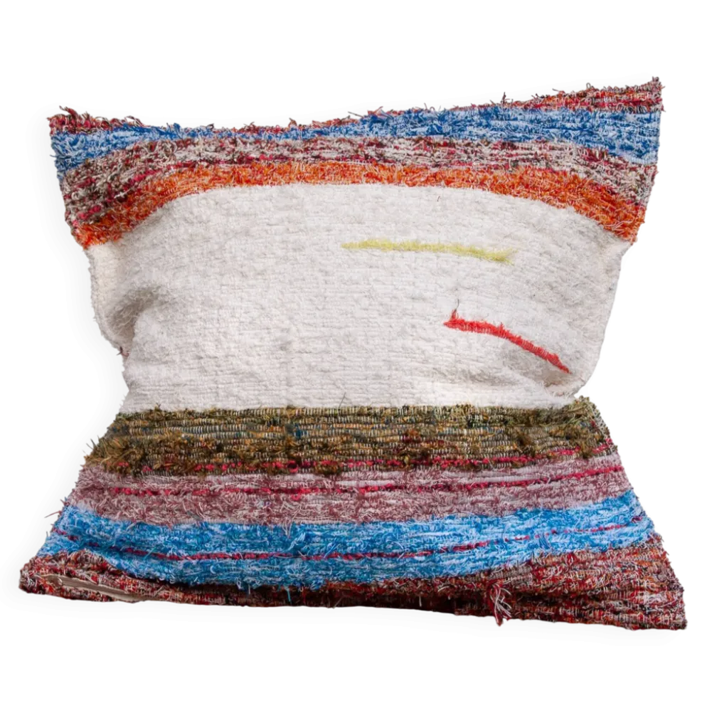 Housse de coussin artisanale en coton recyclé tissé main